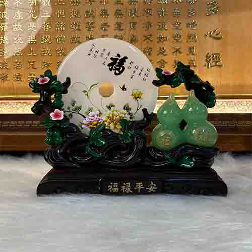 Đồ Phong Thủy Hồ Lô Xanh Đĩa Ngọc Decor PT004