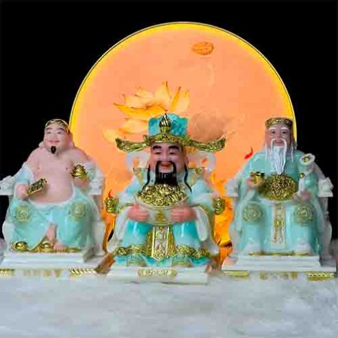 Tượng Thần Tài Ông Địa Bộ 3 Ông Đá Xanh Nhập Khẩu Cao Cấp T043