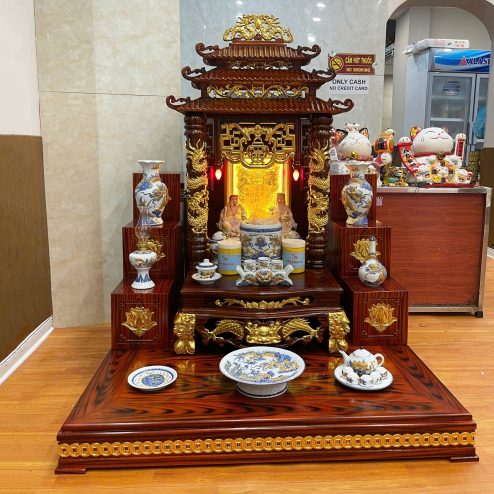 Ban Thần Tài Đẹp 3 Mái Đồ Thờ Men Rạn TT1801