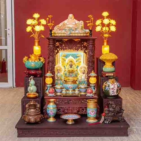 Ban Thần Tài Ông Địa Gỗ Hương Đồ Thờ Nhập Khẩu TT1843