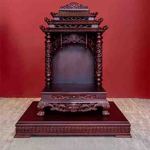 Ban Thần Tài Thổ Địa 3 Mái Gỗ Hương TT1817