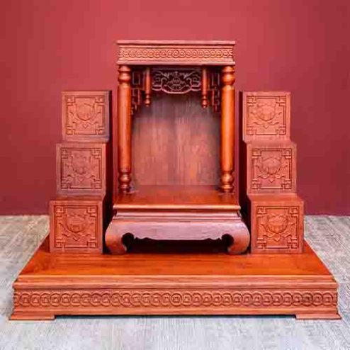 Ban Thờ Thần Tài Mái Bằng Gỗ Hương TT1811