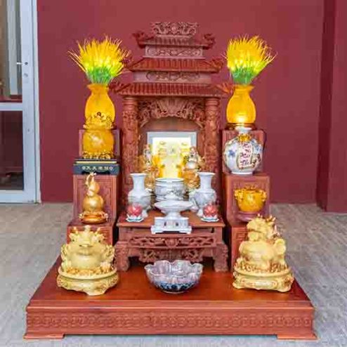 Bàn Thờ Thần Tài Thổ Địa Gỗ Hương Đủ Đồ Thờ TT1840