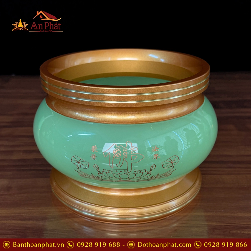 Bát Hương Đá Lưu Ly Xanh Lục Hoa Sen Chữ Phật DT295 7 bat-huong-da-luu-ly-xanh-luc-hoa-sen-chu-phat-dt295