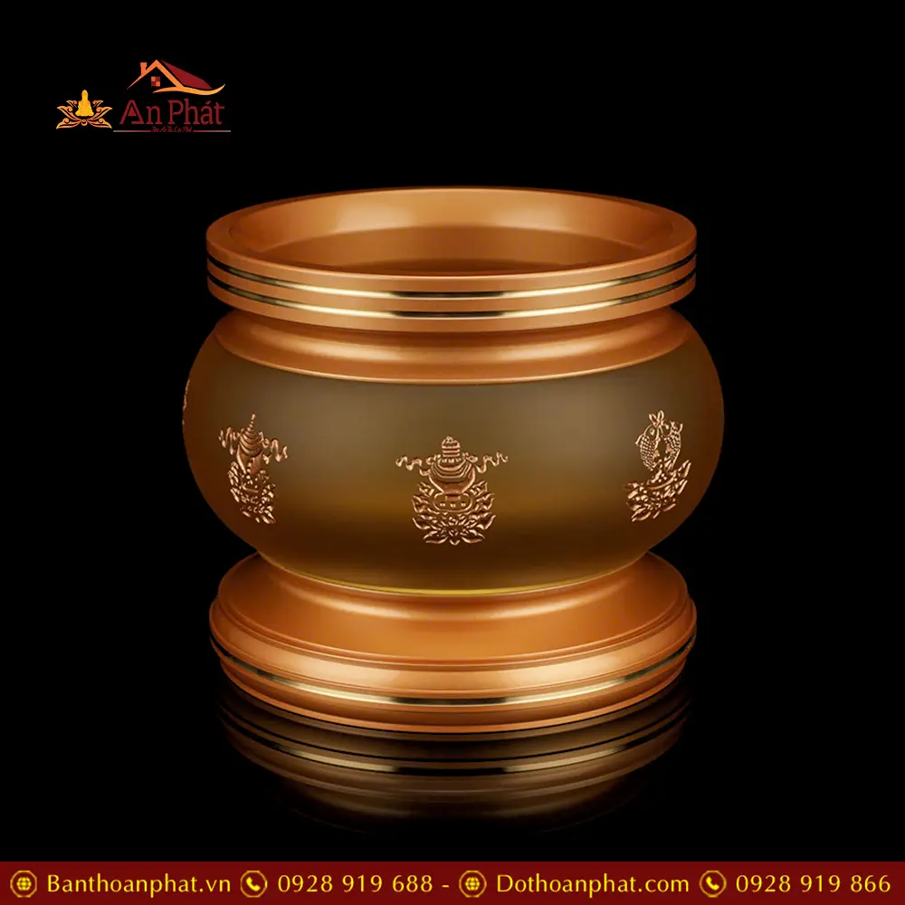 Bát Hương Lưu Ly 8 Cát Tường Khắc Chìm DT322 5 Bát Hương Lưu Ly 8 Cát Tường Khắc Chìm DT322