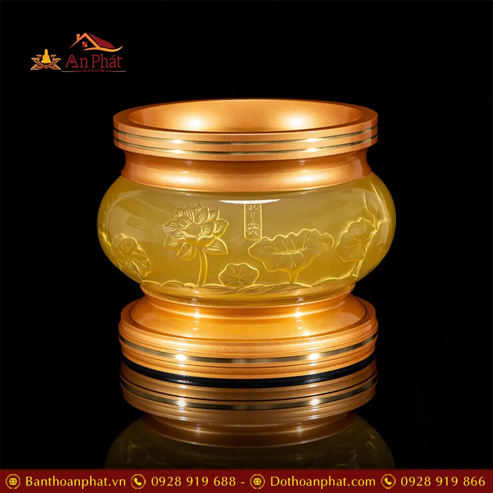 Bát Hương Lưu Ly Hà Vận Hoa Sen Cao Cấp DT325 17 Bát Hương Lưu Ly Hà Vận Hoa Sen Cao Cấp DT325