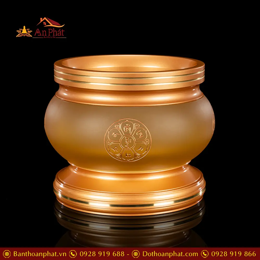 Bát Hương Lưu Ly Viền Tròn Đế Đồng Cao Cấp DT327 9 Bát Hương Lưu Ly Viền Tròn Đế Đồng Cao Cấp DT327