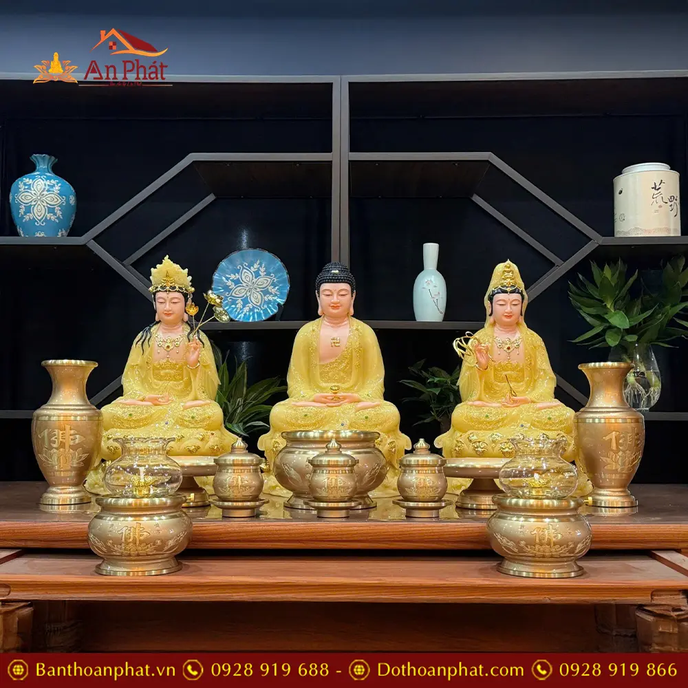 Bộ Đồ Thờ Phật Đồng Hoa Sen Chữ Vàng Cao Cấp BDT022 17 Bộ Đồ Thờ Phật Đồng Hoa Sen Chữ Vàng Cao Cấp BDT022