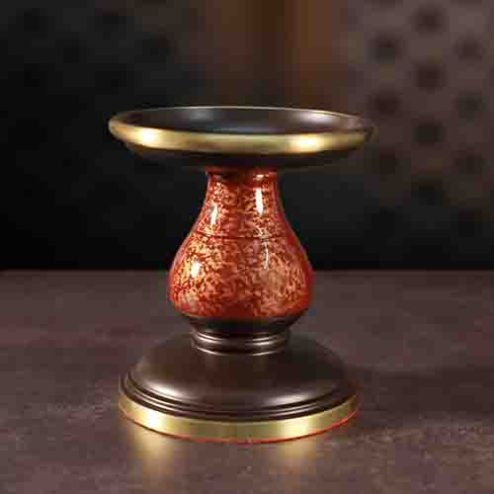 Chân Nến Đồng Vân Đá Đỏ DT272