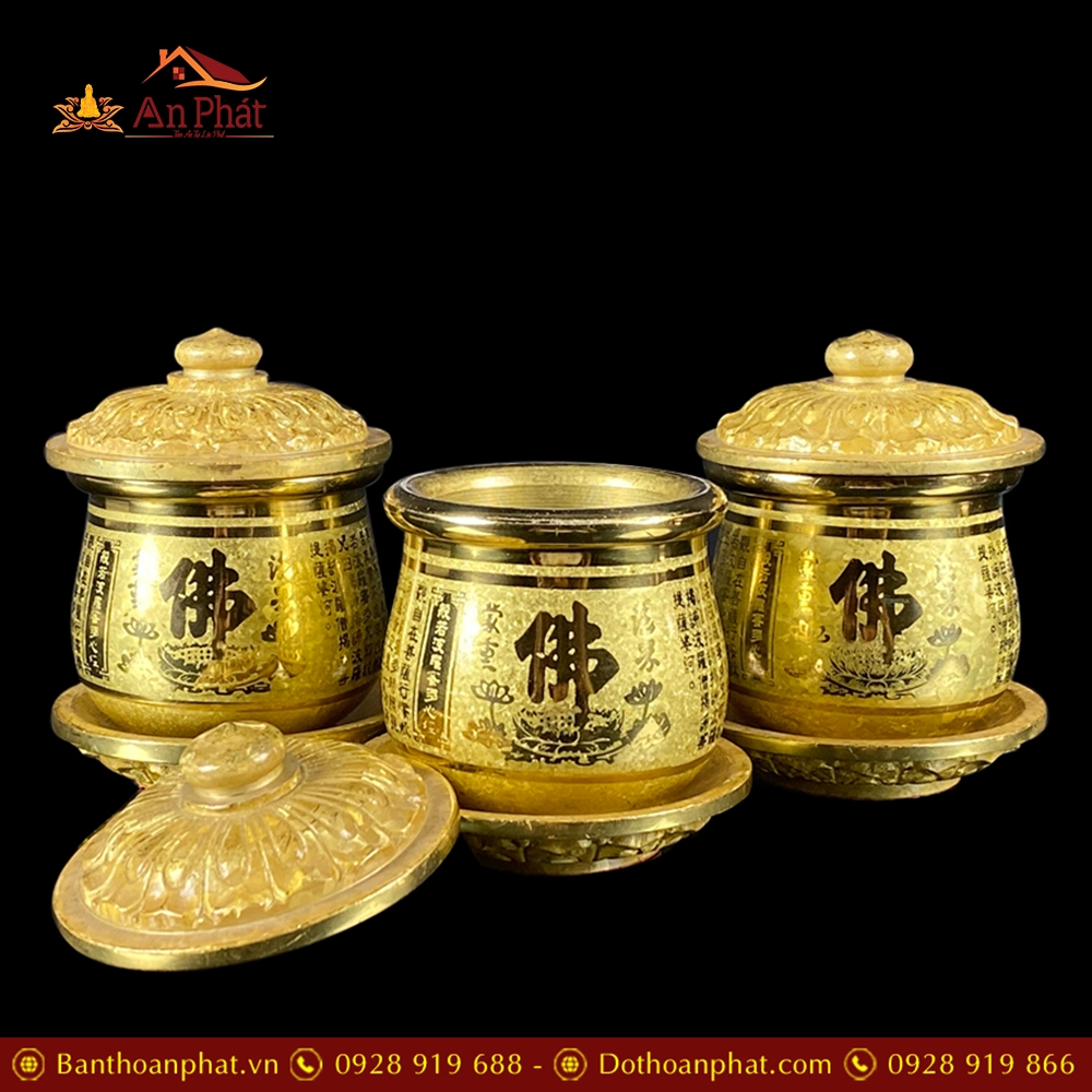 Chóe Thờ Đồng HC Tâm Kinh Vàng DT258 13 Chóe Thờ Đồng HC Tâm Kinh Vàng DT258
