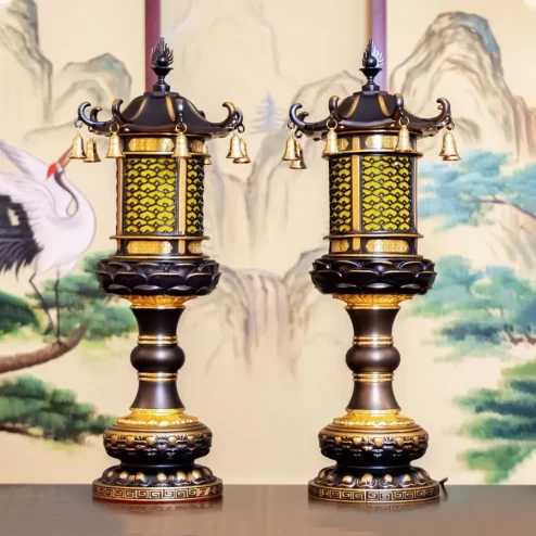 Đèn thờ điện đế đồng mái chùa DTD1318 An Phát