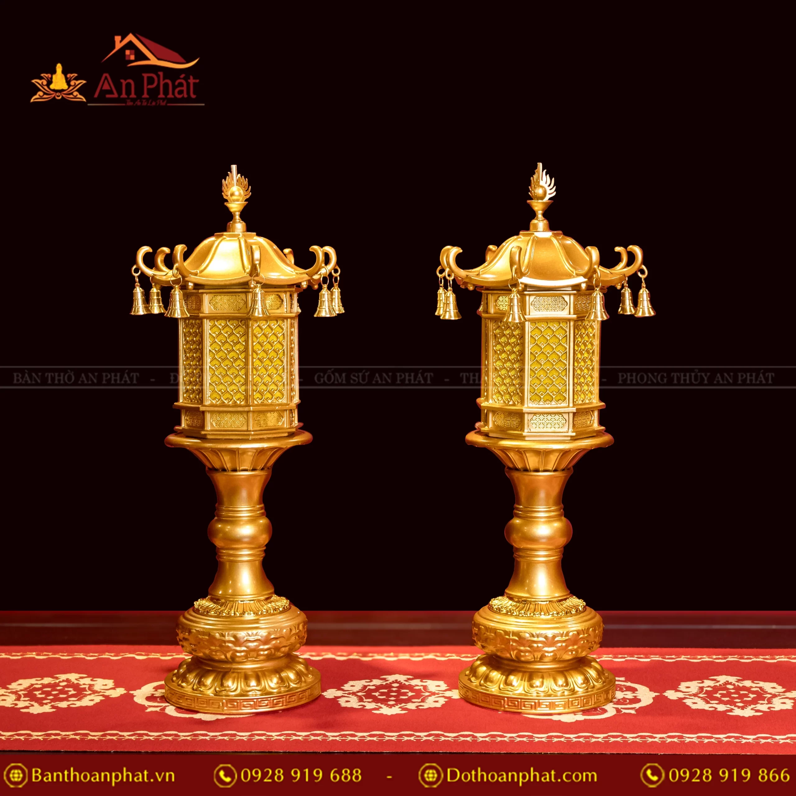 Đèn thờ điện đồng họa tiết lá bồ đề mái chùa DTD1343 13 Đèn thờ điện đồng họa tiết lá bồ đề mái chùa DTD1343 An Phát