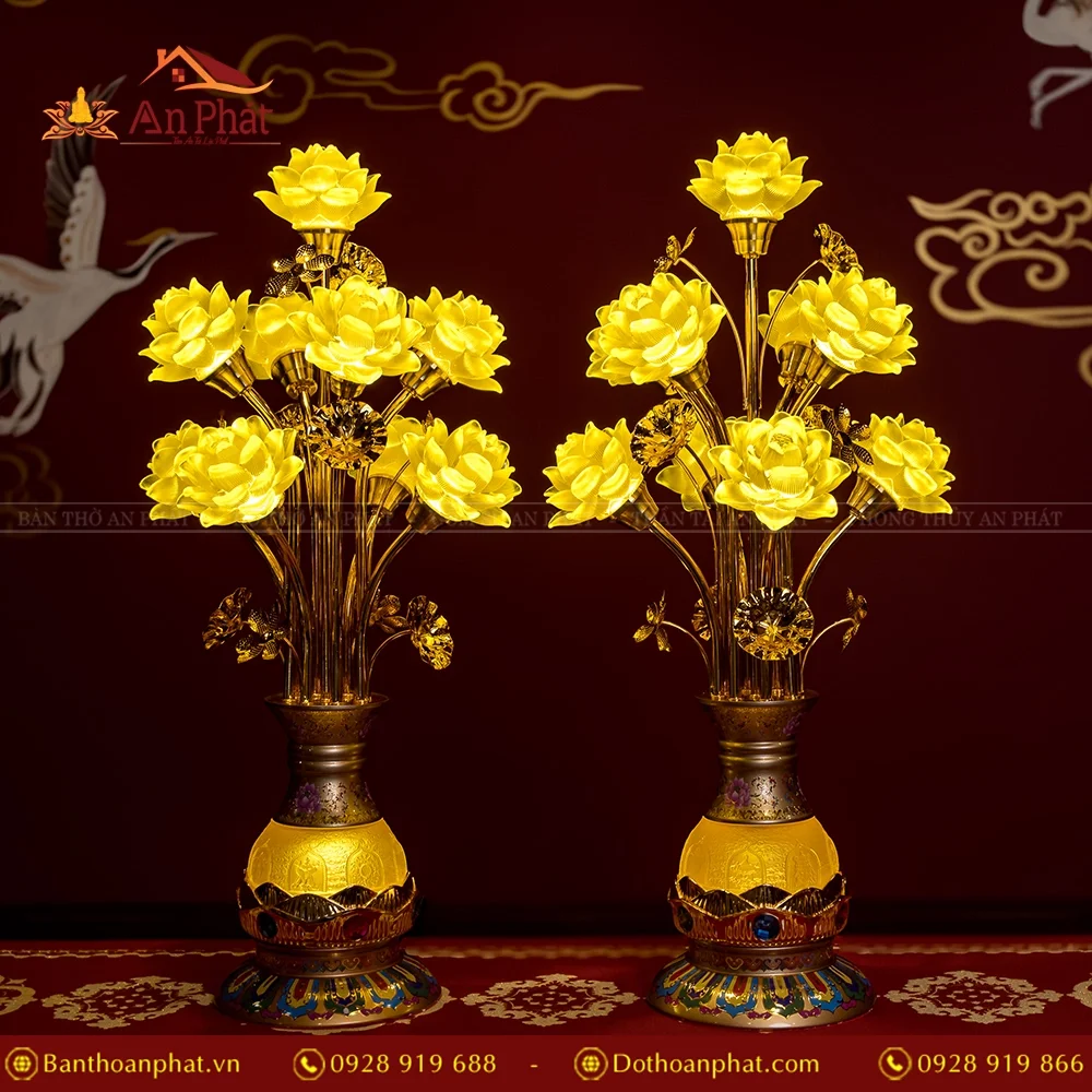 Đèn thờ điện hoa sen lưu ly 9 bông DTD1345 An Phát