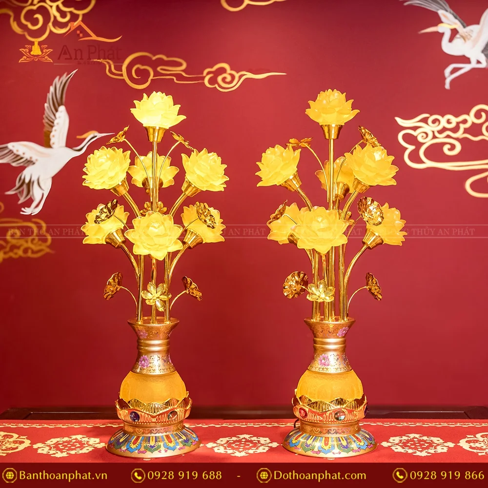 Đèn thờ điện hoa sen lưu ly 7 bông DTD1345 An Phát