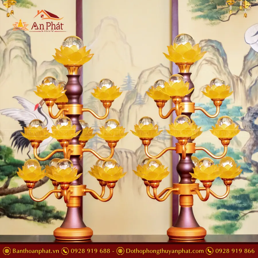 Đèn thờ điện lưu ly 13 bông cao cấp DTD1325 An Phát Đèn thờ điện lưu ly 13 bông cao cấp DTD1325 An Phát