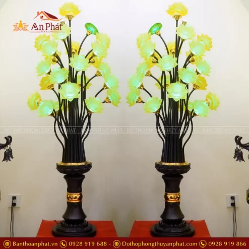 Đèn thờ điện lưu ly 28 bông thân đồng DTD1316 An Phát