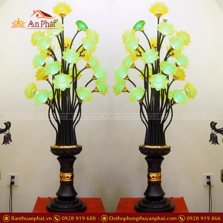 Đèn thờ điện lưu ly 28 bông thân đồng DT1316 11 Đèn thờ điện lưu ly 28 bông thân đồng DT1316 An Phát