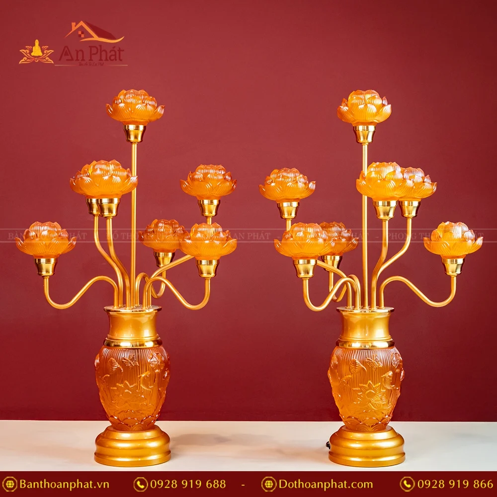 Đèn thờ điện lưu ly cành cong bầu thon cao DTD1338 13 Đèn thờ điện lưu ly cành cong bầu thon cao DTD1338 An Phát