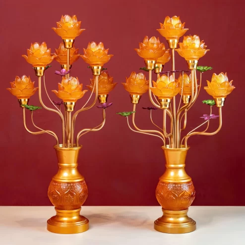 Đèn thờ điện lưu ly cành cong bầu tròn DTD1337 An Phát