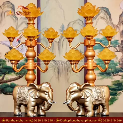 Đèn thờ điện lưu ly nhiều bông đế voi DTD1307 An Phát