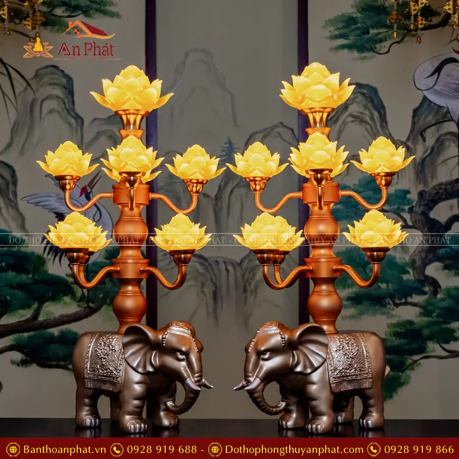Đèn thờ điện lưu ly nhiều bông đế voi DT1307 12 Đèn thờ điện lưu ly nhiều bông đế voi DT1307 An Phát
