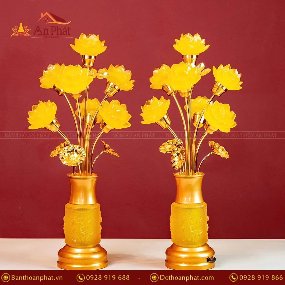 Đèn thờ điện lưu ly nhiều bông đẹp DTD1341 11 Đèn thờ điện lưu ly nhiều bông đẹp DTD1341