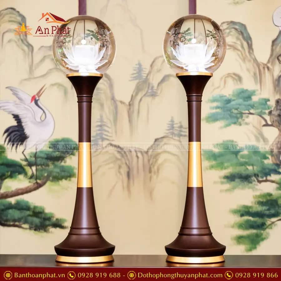 Đèn thờ điện pha lê cầu tròn thân hợp kim DT1305 13 Đèn thờ điện pha lê cầu tròn thân hợp kim DT1305 An Phát