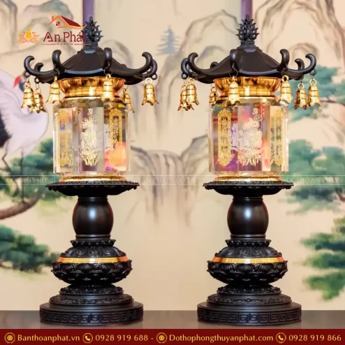 Đèn thờ điện pha lê mái chùa trụ vuông DTD1304 An Phát