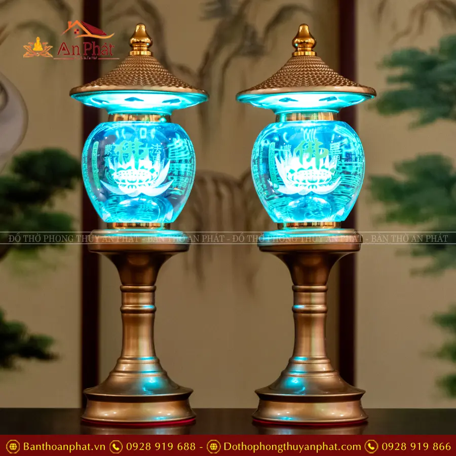 Đèn thờ điện pha lê oval cao cấp DT1303 20 Đèn thờ bằng điện đẹp hiện đại An Phát