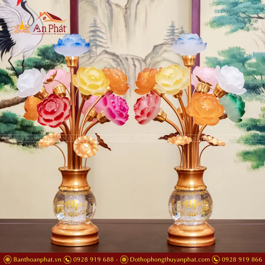 Đèn thờ lưu ly bình thủy tinh DT1308 11 Đèn thờ lưu ly bình thủy tinh DT1308 An Phát