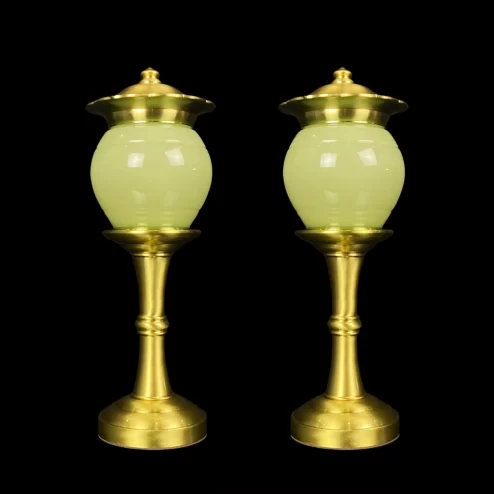 Đèn Thờ Ngọc Viền Đồng Thạch Anh DTD001