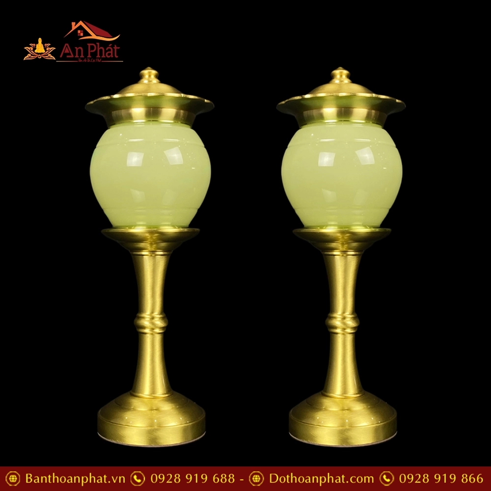 Đèn Thờ Ngọc Viền Đồng Thạch Anh DTD001 3 Đèn Thờ Ngọc Viền Đồng Thạch Anh DTD001