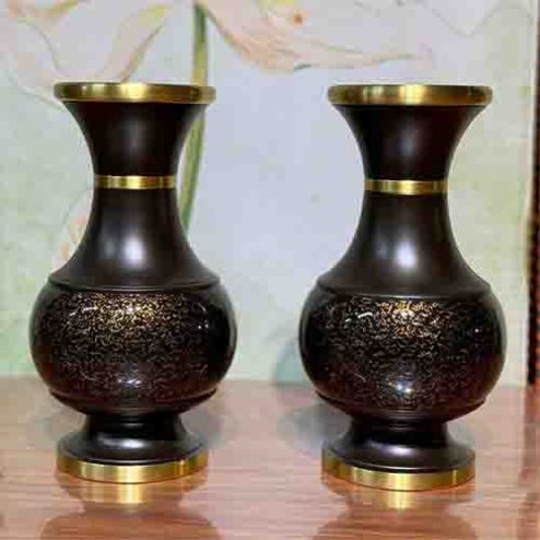 Lọ Hoa Đồng Vân Đá Đen DT276