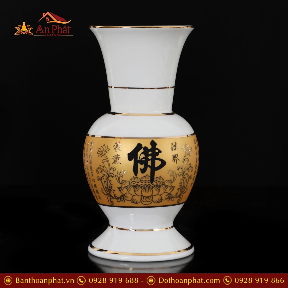 Lọ Hoa Sứ Tâm Kinh Vàng DT230 19 Lọ Hoa Sứ Tâm Kinh Vàng DT230