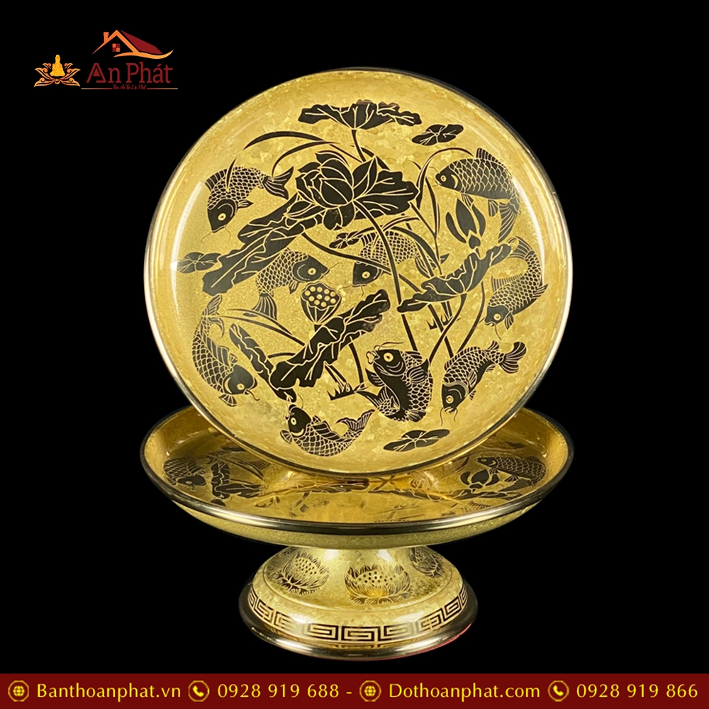 Mâm Bồng Đồng HC Tâm Kinh Vàng DT259 7 Mâm Bồng Đồng HC Tâm Kinh Vàng DT259