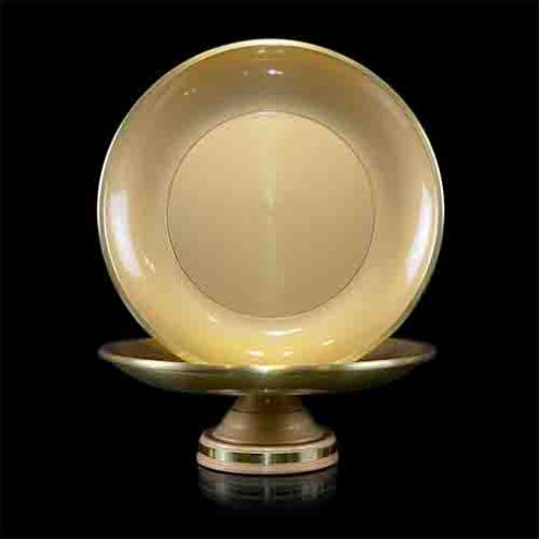 Mâm Bồng Đồng Hoa Sen Vàng Chữ Phật DT218
