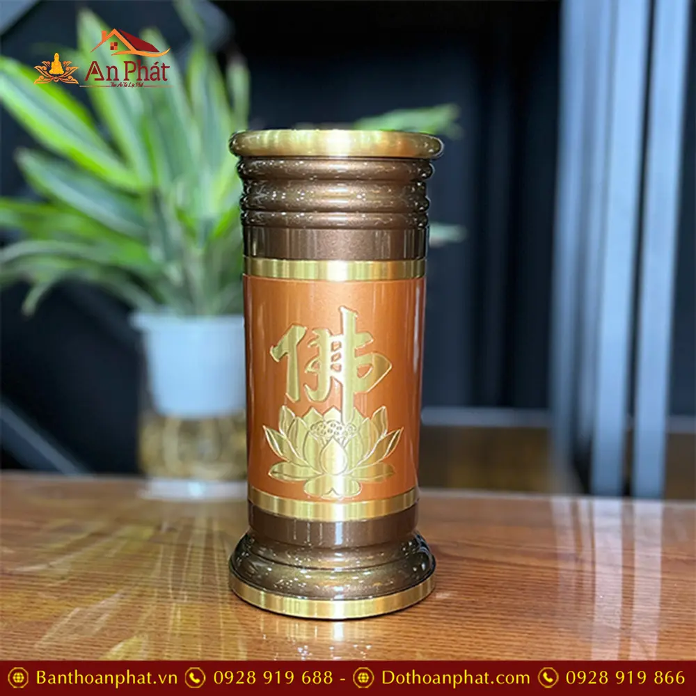 Ống Hương Đồng Đỏ Hoa Sen Chữ Phật DT313 5 Ống Hương Đồng Đỏ Hoa Sen Chữ Phật DT313