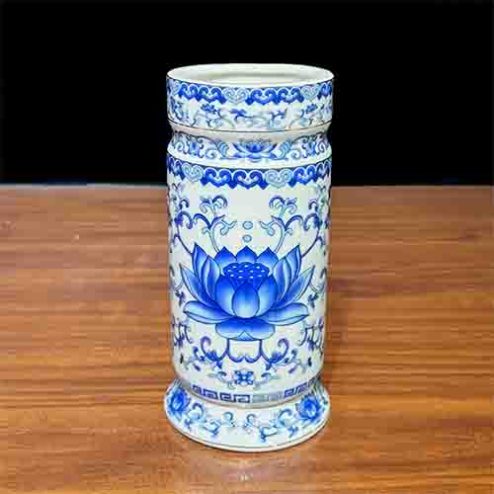 Ống Hương Sứ Sen Trắng Xanh DT225