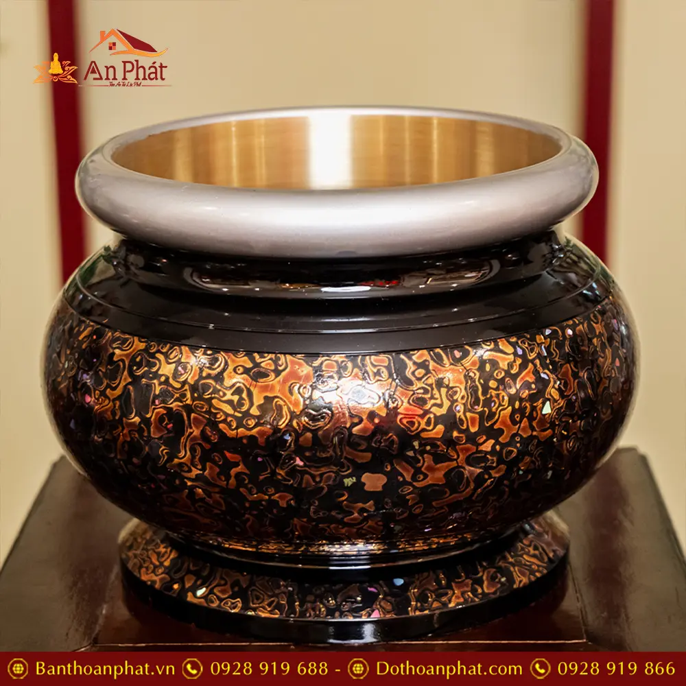 Bát Hương Đồng Vân Đá Đen Nhập Khẩu DT451 3 Bát Hương Đồng Vân Đá Đen Nhập Khẩu DT451