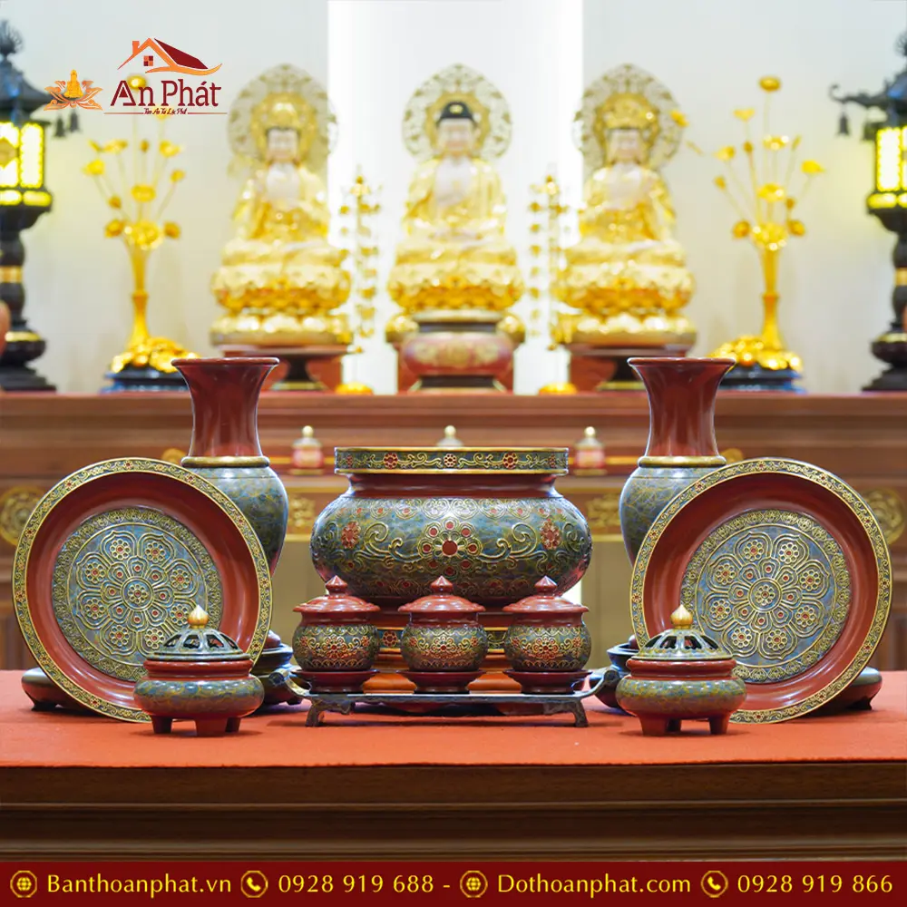 Bộ Đồ Thờ Chạm Nổi Hoa Sen Đồng Nhập Khẩu BDT059 29 Bộ Đồ Thờ Chạm Nổi Hoa Sen Đồng Nhập Khẩu BDT059