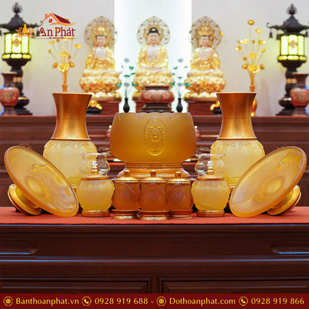 Bộ Đồ Thờ Nhập Khẩu Lá Sen Lưu Ly Phung Thiên BDT044 23 Bộ Đồ Thờ Nhập Khẩu Lá Sen Lưu Ly Phung Thiên BDT044