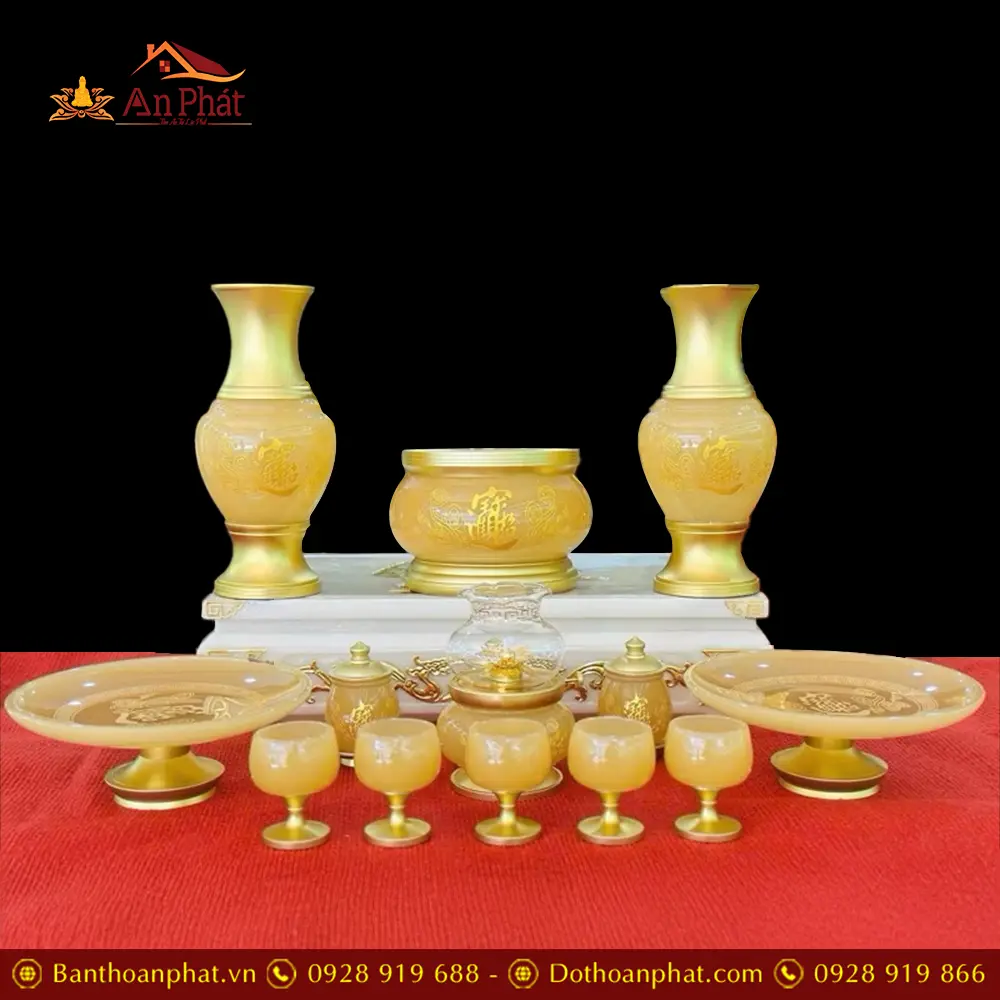 Bộ Đồ Thờ Tâm Kinh Vàng Ngọc Bọc Đồng Cao Cấp BDT096 15 Bộ Đồ Thờ Tâm Kinh Vàng Ngọc Bọc Đồng Cao Cấp BDT096