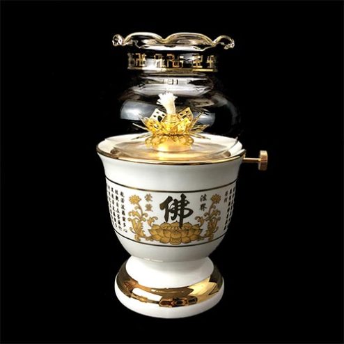 Đèn Dầu Thờ Sứ Tâm Kinh Trắng Cao Cấp DT489