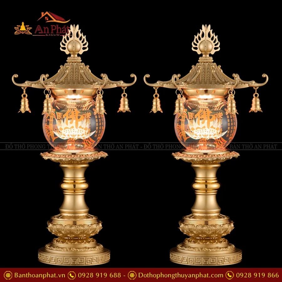 Đèn thờ điện bằng đồng hình cầu pha lê nhiều mẫu DTD1427 9 Đèn thờ điện bằng đồng hình cầu pha lê DTD1427 An Phát