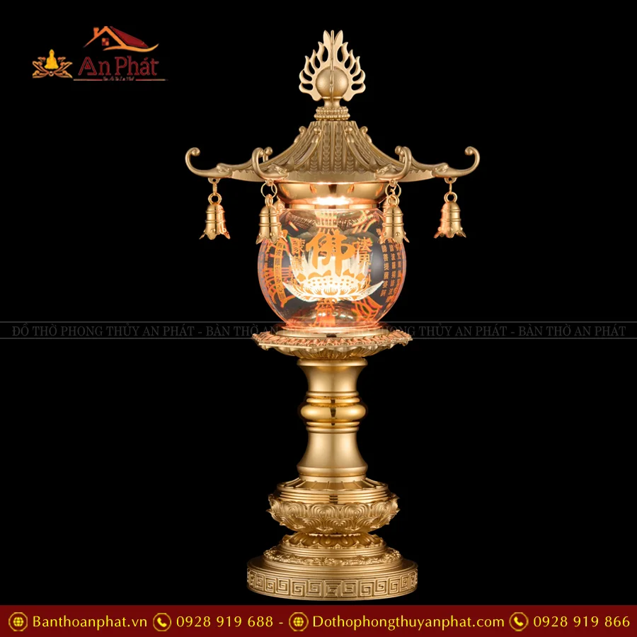 Đèn thờ điện bằng đồng hình cầu pha lê nhiều mẫu DTD1427 11 Đèn thờ điện nhập khẩu Đài Loan