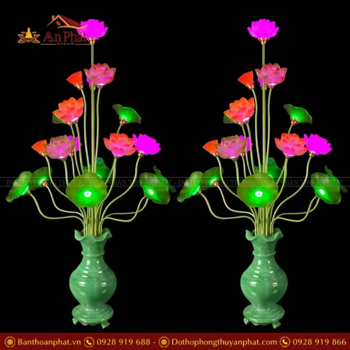 Đèn thờ điện bình ngọc nhiều bông nhiều màu DTD1402 An Phát