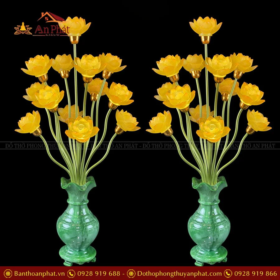 Đèn thờ điện bình ngọc 13 bông hoa sen cao cấp