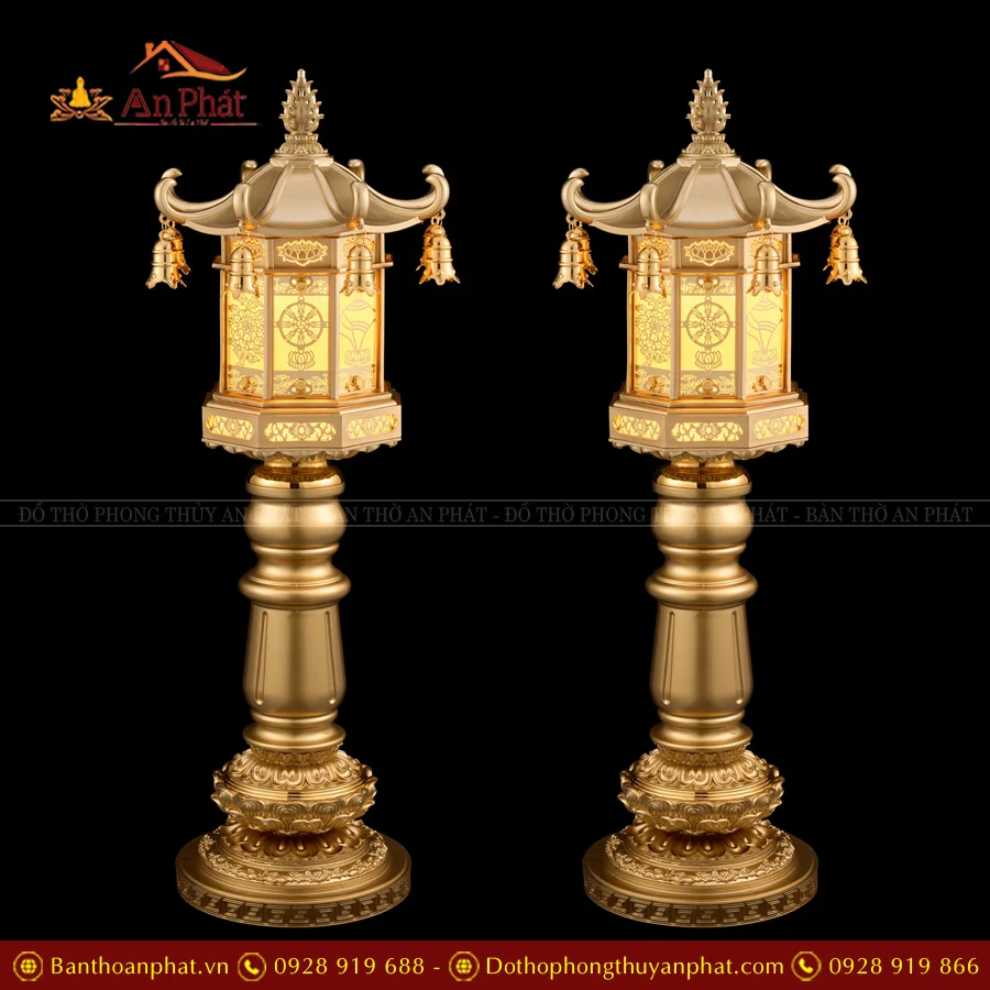 Đèn thờ điện đồng đa diện thân cao nhiều mẫu DTD1429 11 Đèn thờ điện đồng đa diện thân cao nhiều mẫu DTD1429 An Phát