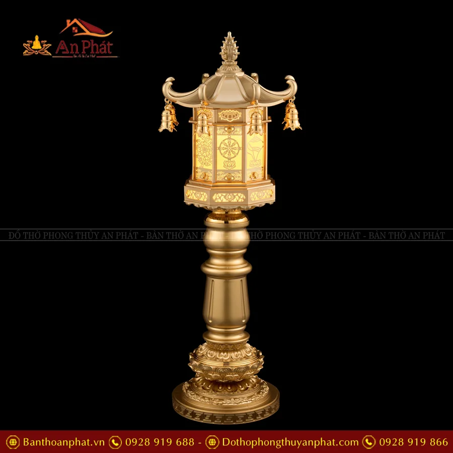 Đèn thờ điện đồng đa diện thân cao nhiều mẫu DTD1429 12 Đèn thờ điện bằng đồng cao cấp nhập khẩu Đài Loan