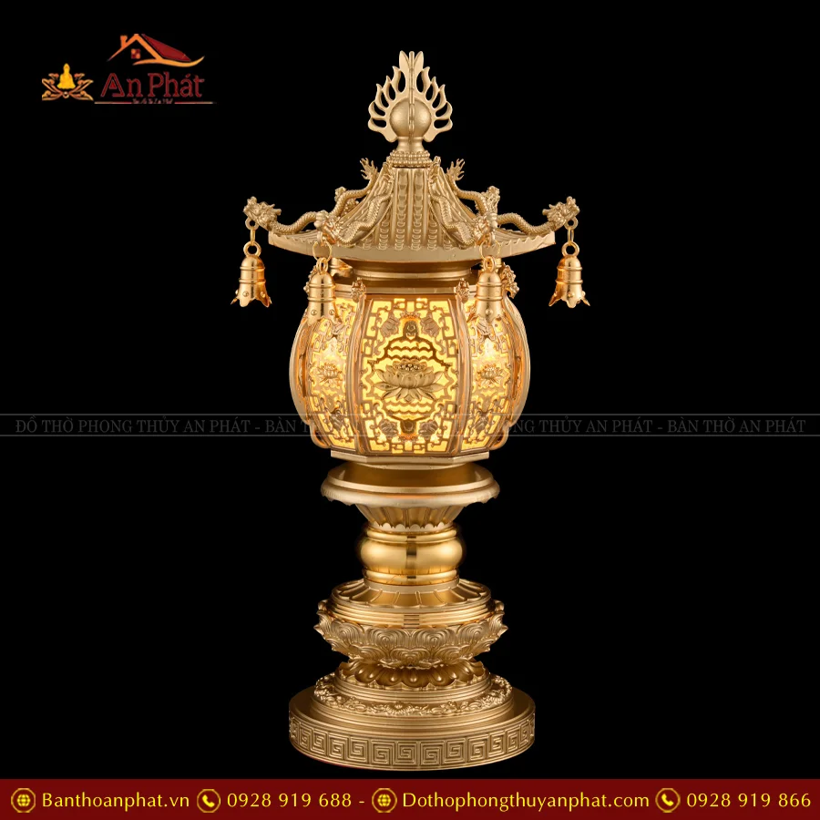 Đèn thờ điện đồng hình cầu cao cấp DTD1425 8 Đèn thờ đồng nhập khẩu Đài Loan